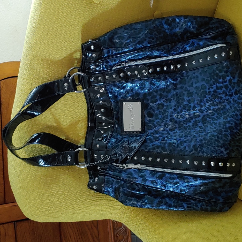 Betsyville Blue Leopard Studded Tote Bag